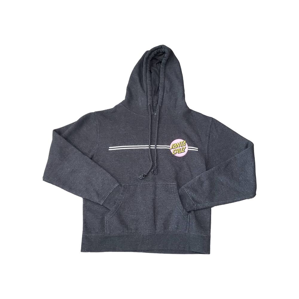 Santa Cruz Blackish Gray Kangaroo Pouch Pocket Hooded Long Sleeve Sweater Shirt